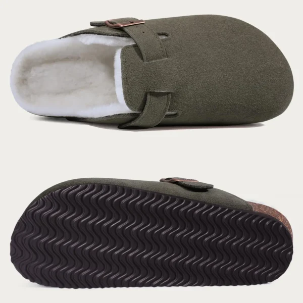 KIDMI Wildleder-Clogs für Damen und Herren, Pantoletten, Korkfußbett, Sandalen mit Fußgewölbeunterstützung, modische, rutschfeste Outdoor-Strand-Hausschuhe, Heimschuhe 5