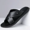 Sommer Männer Klassische Retro Leichte Ein-linie Hausschuhe Männer Anti-slip Leder Casual Coole Hausschuhe mit Weichen Strand Urlaub schuhe