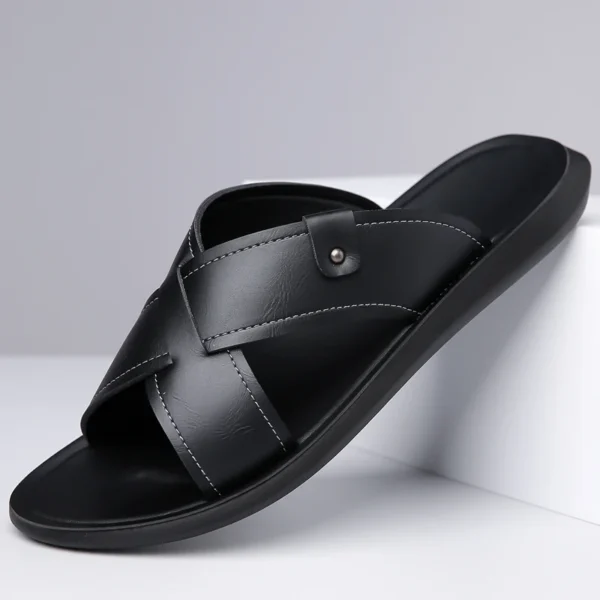 Sommer Männer Klassische Retro Leichte Ein-linie Hausschuhe Männer Anti-slip Leder Casual Coole Hausschuhe mit Weichen Strand Urlaub schuhe