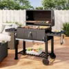 Großer, robuster Grill, geeignet für 10 Personen mit Rädern, 2 klappbare Beistelltische, Outdoor-Grill für Garten, Picknick, Camping