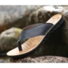 Sommer Schuhe Männer Hausschuhe Echtes Leder Herren Flip-Flops Flache Herren Sandalen Urlaub Nicht-slip Schwarz Khaki A673 6