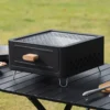 Barbecue Grill Tischplatte Holzkohleofen Quadratischer Campinggrill Holzkohlegrillofen zum Kochen im Freien Camping Picknicks Strand