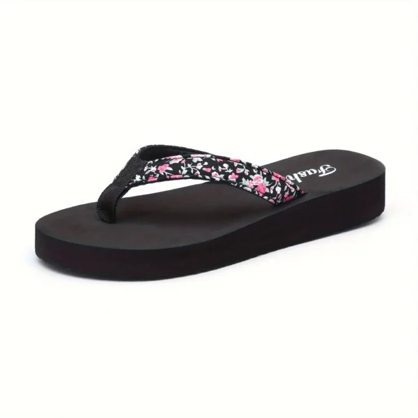 1pc Damen Blumenmuster Mode Flip Flops rutsch feste leichte Strand plattform Hausschuhe Damenschuhe atmungsaktive offene Zehen 6