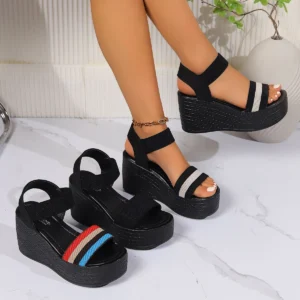 Damen-Plateau-Sandalen, 2024, Sommer, Peep-Toe, Keile, Übergröße, Schuhe für Damen, bequem, neuer Trend, Outdoor, lässige Sandalen für Damen