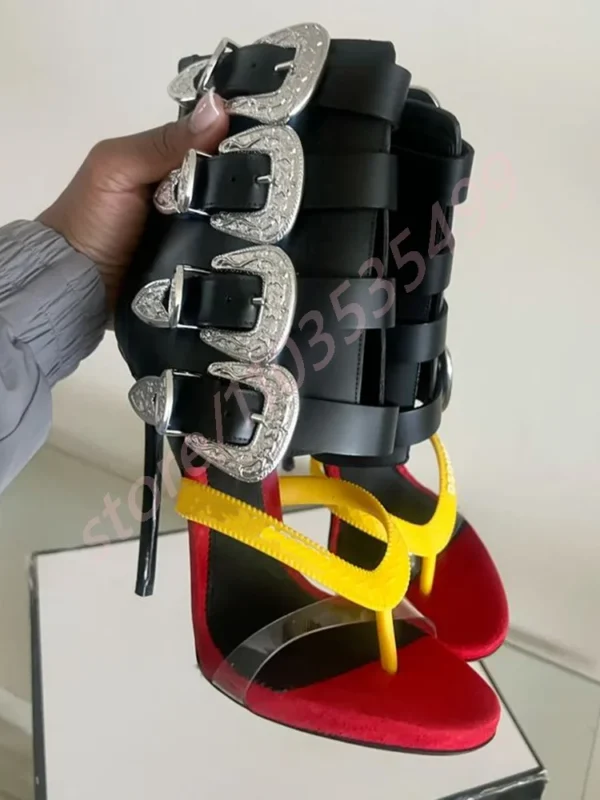 Metall-Gürtelschnalle, sexy Damen-Clip-Toe-Sandalen, 2022, Sommer, neuer Ins-Stil, Party, Laufsteg, Stilettos, Street-Fashion, lässige Sandalen 5