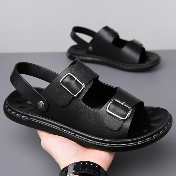Outdoor Sommer Neue Anti Slip Wasser Waten Atmungsaktive Sandalen Hohe Qualität Männer Komfortable Weichen Boden Schnalle Zweireihige Hausschuhe 4