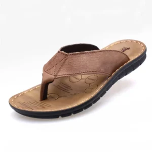 Sommer Schuhe Männer Hausschuhe Echtes Leder Herren Flip-Flops Flache Herren Sandalen Urlaub Nicht-slip Schwarz Khaki A673