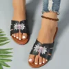 Frauen Luxus Strass Dekor Rutsche Sandalen Bling Outdoor Casual Flache Beige Mode Sexy Elegante Sommer Hausschuhe 2025, Neue Braun 6