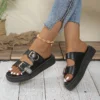 Casual Sandalen Damen Leder Metall Knöchel Schnalle Riemen Sommer Strand Damen Low Heel Sportschuhe Handgemacht 2