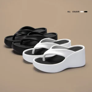 Damen Clip Toe Wedge Flip Flops 2024, Sommer, klobige Plattform, Strandsandalen, Damen, dicke Sohle, hochhackige Eva-Hausschuhe, Slides