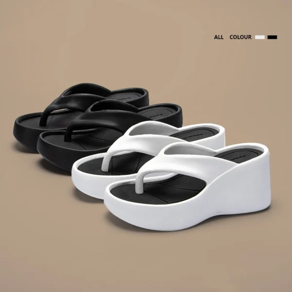 Damen Clip Toe Wedge Flip Flops 2024, Sommer, klobige Plattform, Strandsandalen, Damen, dicke Sohle, hochhackige Eva-Hausschuhe, Slides