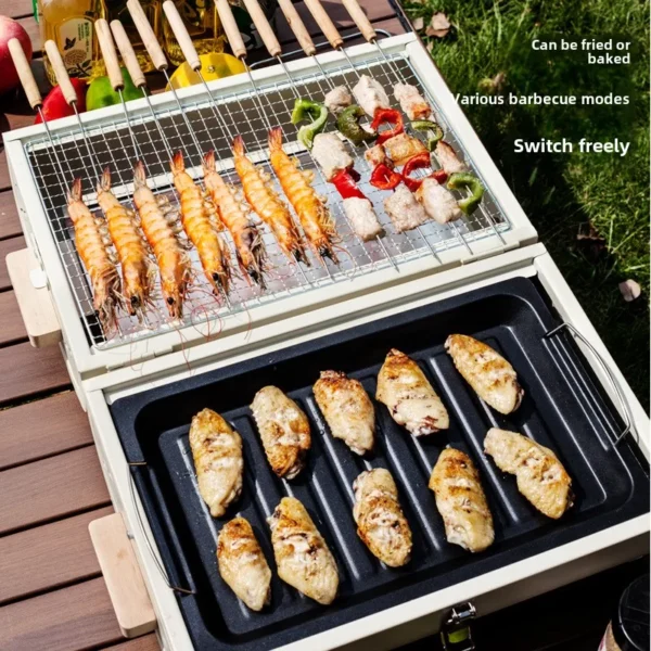 Outdoor Camping Grill Herd Dual Zweck Tragbare Holzkohle Grill Herd Multifunktions Hof Rauchfreien Grill Grill 2