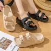 Dicke Plattform Wolke Hausschuhe Frauen Doppel Schnalle Weiche Sohle Kissen Rutschen Sandalen Frau Sommer Strand Rutschfeste Flip-Flops 2