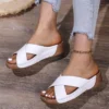 Mode Sandalen Frauen Sommer 2025, Keil Sandalen Für Frauen Retro frauen Sandalen Slip Auf Party Zapatos De Mujer Weibliche schuhe 5
