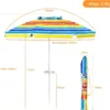 200 cm Sonnenschirm Strand, mit Getränkehalter, Gartenschirm, winddicht, UPF 50+, 30 °   Biegsamer, Sonnenschutz mit Erdspieß 5