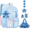 MINISO Disney Stitch Schultasche Kawaii Kuromi Verstellbare Träger Große Kapazität Rucksack Tasche Reduzieren Sie die Belastung Schützen Sie die Wirbelsäule Geschenk