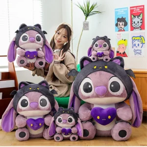 Kawaii Disney Anime Lila Stich Halten EINES Herz Plüsch Puppe Kawaii Weiches Kissen Gefüllte Puppe Beschwichtigen Spielzeug Kinder Geburtstag Geschenke
