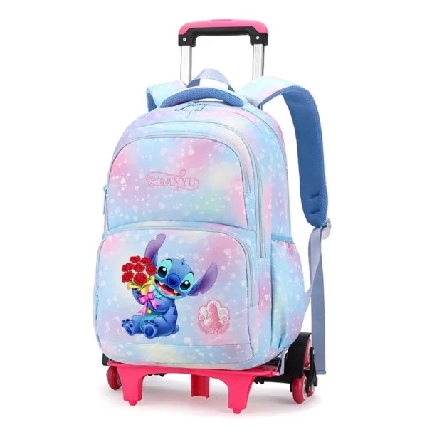 Disney Stitch Reisetasche für Mädchen mit Rädern, rollende Schultaschen, Trolley-Tasche, Rucksack auf Rädern, Mädchen-Trolley, Schulrucksäcke, Sac 4