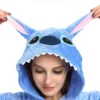 Disney Cosplay Kostüm Stich Kinder Erwachsene Mit Kapuze Pyjamas für Erwachsene Halloween Kleidung Winter Frauen Männer Cosplay Nachtwäsche 3