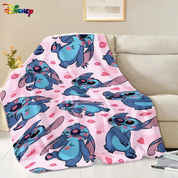Disney Lilo & Stitch Pink Decke mit liebenswerten Stitch Prints Flanelldecke, weich und bequem, Heimdekoration 4