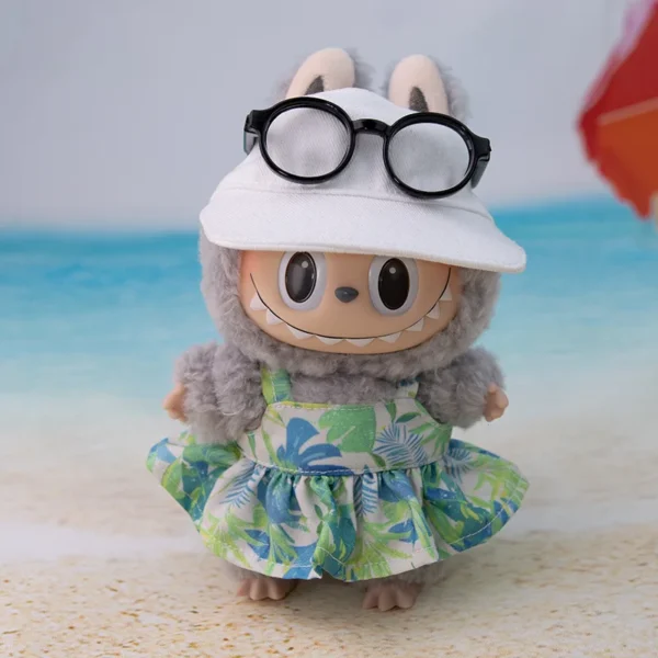 Puppenkleidung für Labubu Puppenkleidung V1/2/3 Plüsch Baumwolle Puppe Hawaiianisches Blumenhemd Strandshorts Sommer Badeanzug Paar Outfits 6