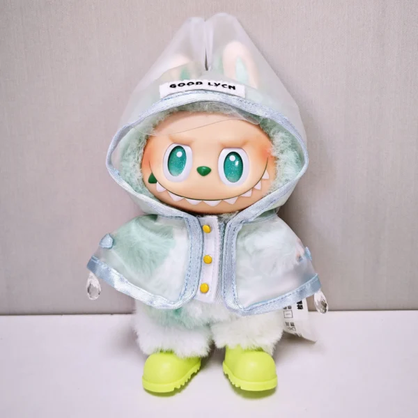 Labubu Kleidung für 15–17 cm V1 V2 V3 Plüsch Idol Puppenkleidung transparenter Regenmantel Regenstiefel Dekoration Zubehör Fans Geschenk 5