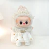 Labubu Kleidung für 15–17 cm Mini-Plüschpuppe, Prinzessin-Gaze-Kleid, glitzernder Sternrock, Halskette, Kopfbedeckung, Strohhut, 3 Stück/Packung, Geschenk 3