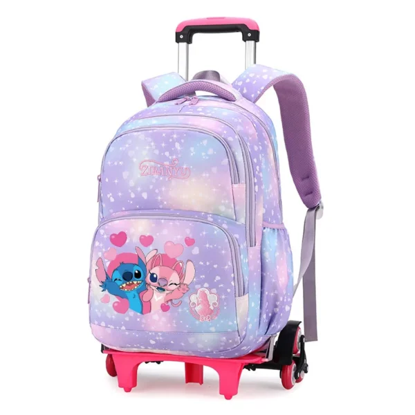 Disney Stitch Reisetasche für Mädchen mit Rädern, rollende Schultaschen, Trolley-Tasche, Rucksack auf Rädern, Mädchen-Trolley, Schulrucksäcke, Sac 5