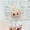 Labubu Kleidung für 15–17 cm Mini-Plüschpuppe, Prinzessin-Gaze-Kleid, glitzernder Sternrock, Halskette, Kopfbedeckung, Strohhut, 3 Stück/Packung, Geschenk 5
