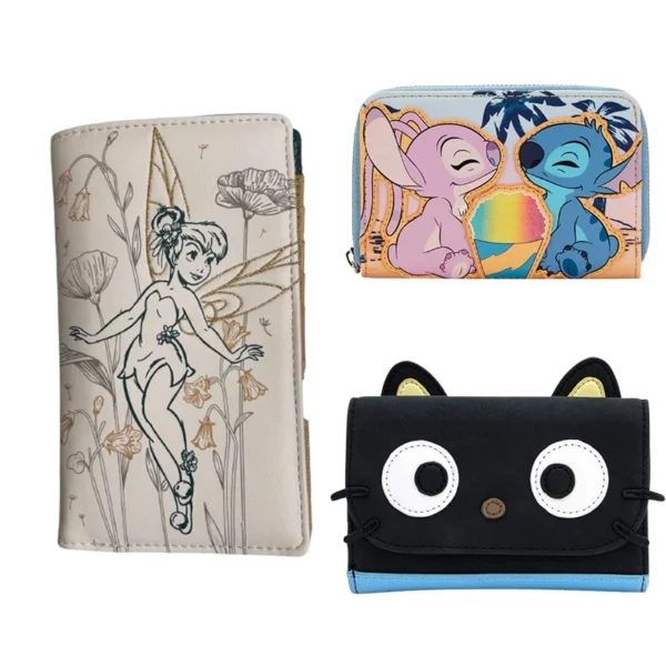 3 Stile Loungefly Disney Little Elf Stitch Freizeit Flip Cover Geldbörse Damen Geldbörse Geschenkkarte Tasche Doppelt gefaltete Geldbörse