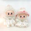 Labubu Kleidung für 15–17 cm Mini-Plüschpuppe, Prinzessin-Gaze-Kleid, glitzernder Sternrock, Halskette, Kopfbedeckung, Strohhut, 3 Stück/Packung, Geschenk