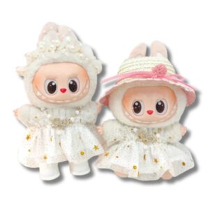 Labubu Prinzessin-Kleid 3er-Set – Gaze-Kleid, Sternrock & Accessoires