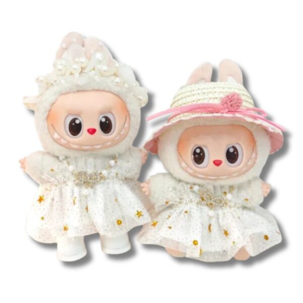 Labubu Prinzessin-Kleid 3er-Set – Gaze-Kleid, Sternrock & Accessoires