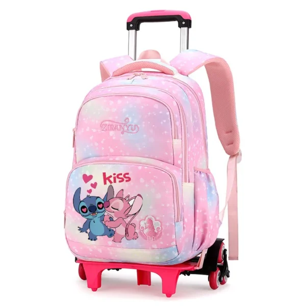 Disney Stitch Reisetasche für Mädchen mit Rädern, rollende Schultaschen, Trolley-Tasche, Rucksack auf Rädern, Mädchen-Trolley, Schulrucksäcke, Sac 2