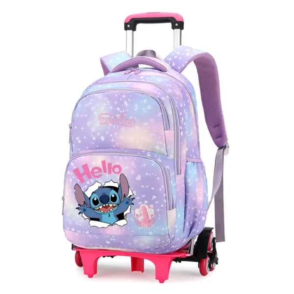 Disney Stitch Reisetasche für Mädchen mit Rädern, rollende Schultaschen, Trolley-Tasche, Rucksack auf Rädern, Mädchen-Trolley, Schulrucksäcke, Sac 6