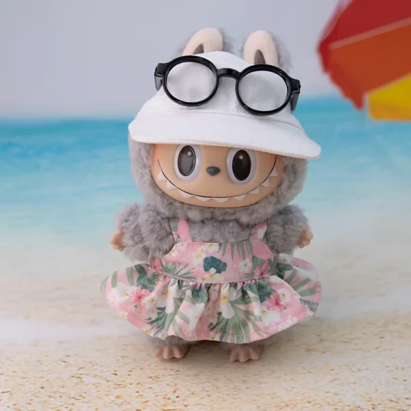 Puppenkleidung für Labubu Puppenkleidung V1/2/3 Plüsch Baumwolle Puppe Hawaiianisches Blumenhemd Strandshorts Sommer Badeanzug Paar Outfits 5