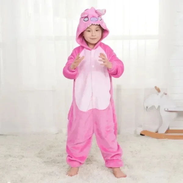 Disney Stich Onesies Erwachsene Pyjamas Unisex Blau Rosa Stich Cosplay Party Tragen Anime Pijama Junge Mädchen Pyjamas Kinder Frauen Nachtwäsche 3