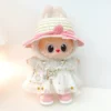 Labubu Kleidung für 15–17 cm Mini-Plüschpuppe, Prinzessin-Gaze-Kleid, glitzernder Sternrock, Halskette, Kopfbedeckung, Strohhut, 3 Stück/Packung, Geschenk 4