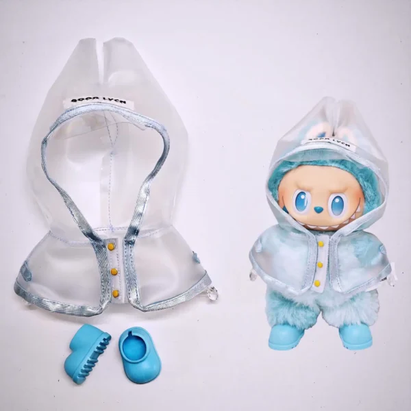 Labubu Kleidung für 15–17 cm V1 V2 V3 Plüsch Idol Puppenkleidung transparenter Regenmantel Regenstiefel Dekoration Zubehör Fans Geschenk 4