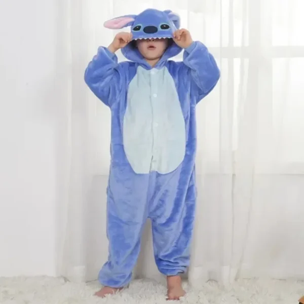 Disney Stich Onesies Erwachsene Pyjamas Unisex Blau Rosa Stich Cosplay Party Tragen Anime Pijama Junge Mädchen Pyjamas Kinder Frauen Nachtwäsche 4
