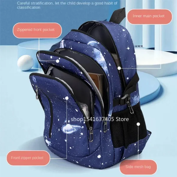 Disney Stitch 2-in-1-Trolley-Rucksack, cooler Sternenhimmel, riesige Kapazität, tragbar, wasserdicht, für die Schule, Rollrucksack 6