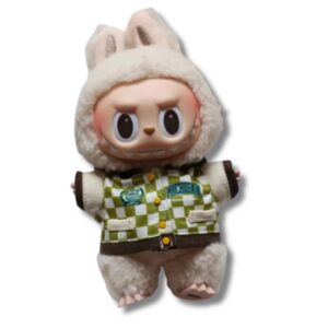 Labubu Vintage Baseball-Outfit (17 cm) – Karierte Uniform & Pullover [ohne Puppe]