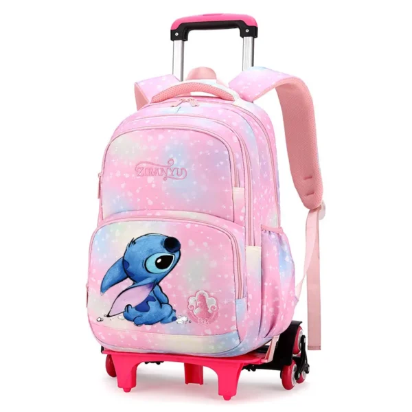 Disney Stitch Reisetasche für Mädchen mit Rädern, rollende Schultaschen, Trolley-Tasche, Rucksack auf Rädern, Mädchen-Trolley, Schulrucksäcke, Sac