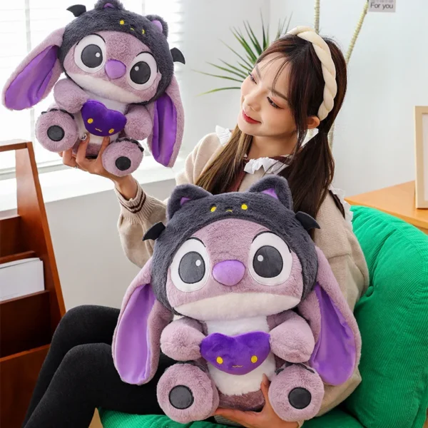 Kawaii Disney Anime Lila Stich Halten EINES Herz Plüsch Puppe Kawaii Weiches Kissen Gefüllte Puppe Beschwichtigen Spielzeug Kinder Geburtstag Geschenke 3
