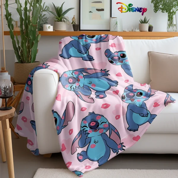 Disney Lilo & Stitch Pink Decke mit liebenswerten Stitch Prints Flanelldecke, weich und bequem, Heimdekoration 5