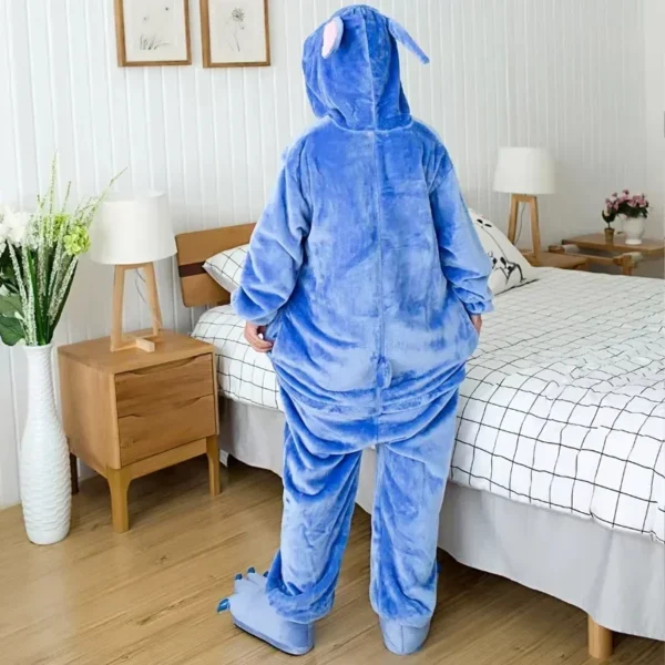 Disney Stitch Winter Erwachsenen Overall Herren und Damen Nachtwäsche Set integrierte Halloween Weihnachten Kapuze Anime Overall 4