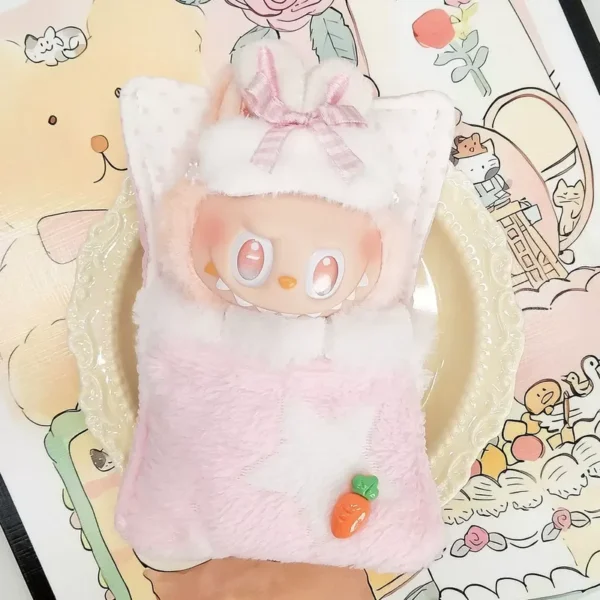 Für 15 cm 17 cm Labubu 3,0 Cartoon Stil Niedlichen Schlafsack Mit Augenmaske Labubu Kleidung Für Sammler Kleidung Spielzeug geschenk 4