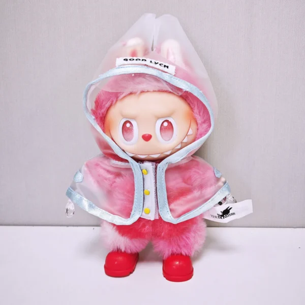 Labubu Kleidung für 15–17 cm V1 V2 V3 Plüsch Idol Puppenkleidung transparenter Regenmantel Regenstiefel Dekoration Zubehör Fans Geschenk 3
