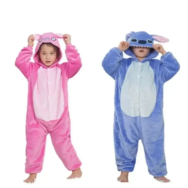 Disney Stich Onesies Erwachsene Pyjamas Unisex Blau Rosa Stich Cosplay Party Tragen Anime Pijama Junge Mädchen Pyjamas Kinder Frauen Nachtwäsche 2