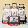 Disney Lilo Stitch Schulrucksack mit Rollen, Rollrucksack für Mädchen, Studentenrucksack mit Rollen, Trolley, Schultasche, Reisen